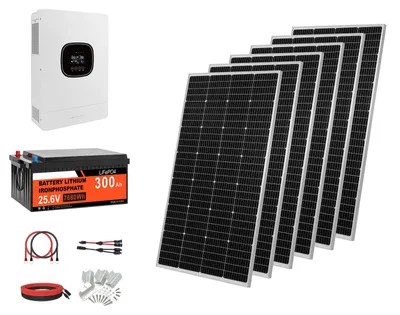 Obrázek produktu pro Kompletní solární systém SucceBuy o výkonu 1200 W, obsahující 6 monokrystalických solárních panelů o výkonu 200 W, baterii LiFePO4 o napětí 25,6 V a kapacitě 300 Ah a střídač 24 V o výkonu 3000 W. Fotovoltaický systém pro domácnosti a skleníky