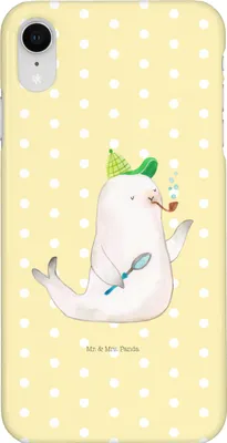Produktbild von Mr. & Mrs. Panda Iphone XR Handyhülle Robbe Sherlock - Gelb Pastell - Geschenk, Lustige Sprüche, Handy Case, Premium Kunststoff