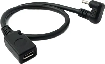 Produktbild von SYSTEM-S USB 3.1 Kabel 30 cm Typ C Stecker zu 2.0 Micro B Buchse 180° Winkel in Schwarz