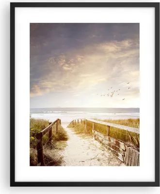 Produktbild von Gerahmtes Poster - Schwarzer Rahmen - Meer Weg Strand - 40x50 cm - Wand Bild - Wanddeko - Wandbilder - Kunstposter - Wandposter - Bilderrahmen - Bilder - Kunstdruck - Wanddekoration - P2BPA40x50-5190