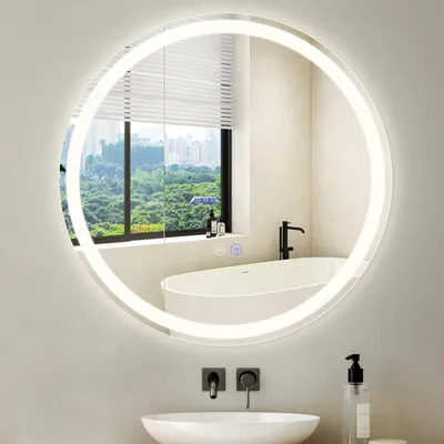 Obrázok produktu pre ZMH Zrkadlo Osvetlenie LED Okrúhle 70 cm Nástenné zrkadlo Stmievateľné 3000K-6500K s dotykovým vypínačom a odmlžovačom Zrkadlová lampa