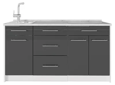 Obrázok produktu pre Kuchynský blok Vicco Fame-Line Antracit vysoký lesk/biely 150 cm, AP Marble, Model 65319
