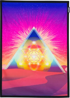 Produktbild von PSYWORK Schwarzlicht Stoffposter Neon "Psychedelic Pyramide", 0,5x0,7m