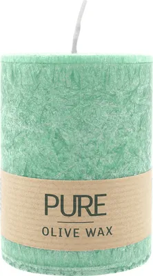 Produktbild von 100% PURE, OLIVE WAX, vegane Stumpenkerze, Smaragd, WENZEL, 90/70 mm, Brenndauer ca. 40h