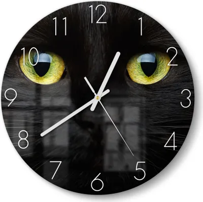 Produktbild von DEQORI Glasuhr Ø30 cm Zahlen 'Gesicht eines Kätzchens' Wanduhr Glas Uhr Design leise