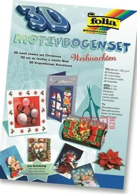 Produktbild von Folia Kreativ-Set 3D Weihnachten A4 für festliche Papierdekorationen