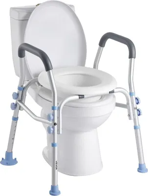 Immagine prodotto di Sedile WC rialzato con braccioli, portata 136 kg, altezza regolabile, sedile WC rialzato allargato con maniglie e paraspruzzi per anziani, persone con disabilità, adulti