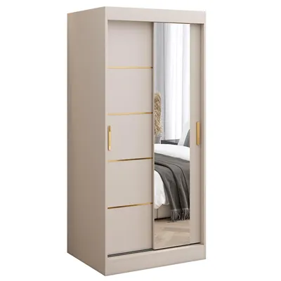 Zdjęcie produktu dla Szafa przesuwna 90x200 Hermes, Kaszmir, Lustro, Szuflady
