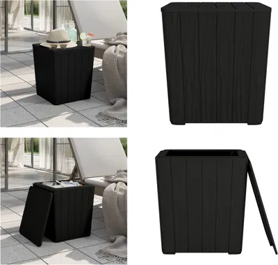 Produktbild von vidaXL Gartentisch mit Abnehmbarer Tischplatte Schwarz Polypropylen - Gartentisch Mit Abnehmbarer Tischplatte - Gartentisch Mit Abnehmbaren Tischplatten - Gartentisch Mit Abnehmbarem Deckel - Gartentisch Mit Stauraum