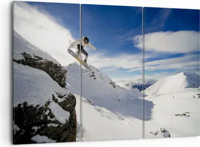 Produktbild von Bild auf Leinwand - Leinwandbild - Snowboard Schnee Sport - 105x70cm - Wand Bild - Wanddeko - Leinwanddruck - Bilder - Kunstdruck - Wanddekoration - Leinwand bilder - Wandkunst - CE105x70-0151