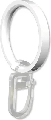 Produktbild von Interdeco Ringe mit Faltenhaken, Gardinenringe für Gardinenstangen 20 mm Ø, Weiß (Packung 20 Stück)