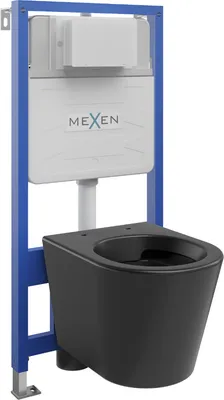 Produktbild von Mexen WC-Unterputzmontageset Felix Slim Rahmen mit WC Rico, Schwarz matt - 6103372XX85