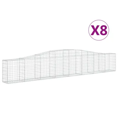 Produktbild von Gabionen mit Hochbogen 8 Stk. 400x30x60/80 cm Verzinktes Eisen