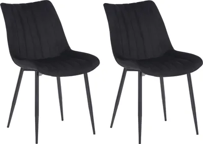 Image de lot de 2 chaises Rahden velours noir