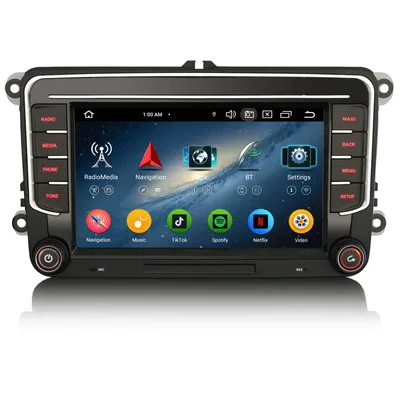 Obrázek produktu pro Autorádio Erisin ES5535V 2DIN s Androidem 14, 7" IPS displejem, 4 GB + 64 GB, 4G LTE, bezdrátovým připojením, CarPlay, Android Auto a GPS pro vozy VW, Seat a Škoda