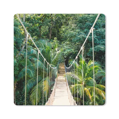 Produktbild von MuchoWow® Mauspad Mousepad Dschungel - Palme - Brücke - Natur - Pflanzen 20x20 cm - Mousepads - Maus Mat - Pad - Mausunterlage - Desk Mat - Bureauartikeln