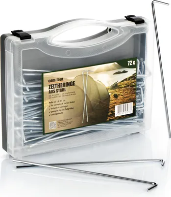 Produktbild von com-four® 72x Zelt-Heringe aus Stahl 23cm x Ø 4mm - lange und robuste Erdnägel für Camping, Outdoor, Zelten, Angeln und Festivals - ideal für normalen und harten Boden