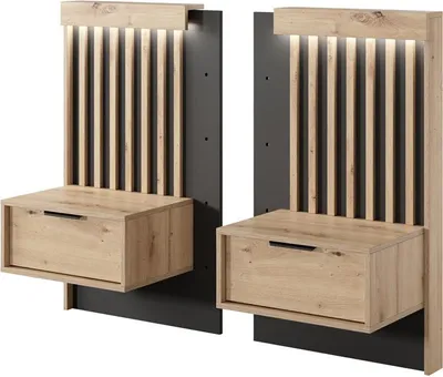 Produktbild von BETTSO Set aus zwei Nachttischen AMARA artisan Eiche Anthrazit