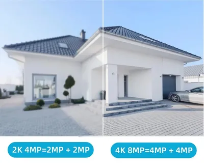 Produktbild von Überwachungskamera - 8 MP WLAN-PTZ-Kamera - Doppelobjektiv - 4-facher Digitalzoom - KI-Tracking - IP66 Wetterfest - Farbnachtsicht - Zwei-Wege-Audio