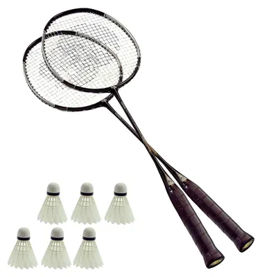 Produktbild von Badminton Set mit 2 Schlägern und 6 Bällen