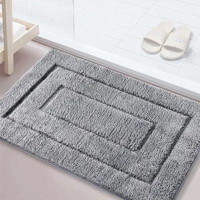 Produktbild von Famanu Badmatte antislip, waschbar, weich, wasserabsorbierende Mikrofaser, grau, 70 x 120 cm