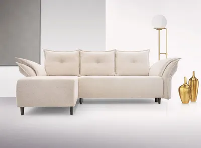 Produktbild von Ecksofa Eckcouch Napoli Raven 22 Creme Ottomane links