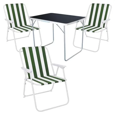 Image de set de camping 4 pièces table de camping + 3 chaises de camping chaise pliante