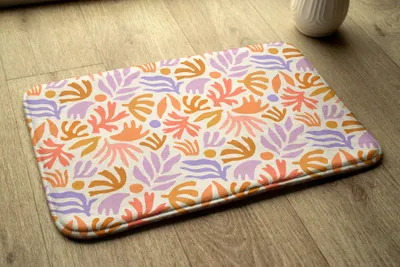 Produktbild von Badteppich Saugfähige - Badezimmer Teppich - Rutschfester Badvorleger Badematte - 90x60 cm - Pflanzen Abstraktion