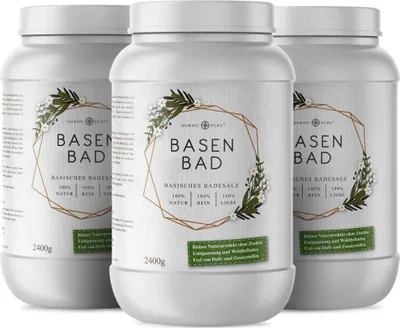 Produktbild von Nordic Pure Basenbad – basisches Badesalz, vegan & naturrein 3x2400 g