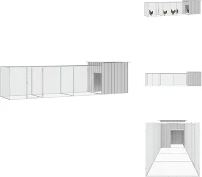 Obrázok produktu pre vidaXL Klietka pre kurčatá sivá 400x91x100 cm Pozinkovaná oceľ - Príbytky a výbehy pre malé zvieratá