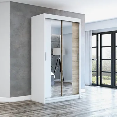 Produktbild von Schwebetürenschrank, 2-türig Schrank 120 cm mit Spiegel