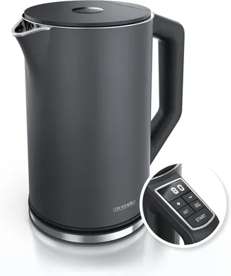 Produktbild von Edelstahl Wasserkocher mit Temperatureinstellung 40–100°C, 1,5L, 2200W, Doppelwand, Warmhaltefunktion,BPA-frei,Teekocher mit LED-Anzeige,Kupfer Design