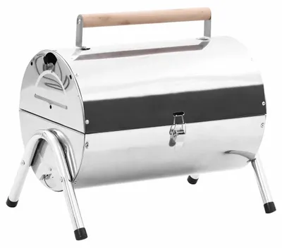 Obrázek produktu pro Přenosný gril na dřevěné uhlí – gril pro kempování – nerezová ocel – dvojité grilovací rošty – ideální pro piknik – barva armádní zelená