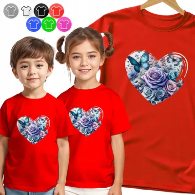 Produktbild von Kinder T-Shirt - Herz CZERWE I Schmetterlinge für Mädchen - M