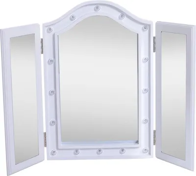 Produktbild von Schminkspiegel - Tischspiegel mit LED-Licht - Dreiteilig - Klappbar - Freistehend - Weiß