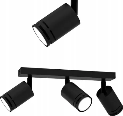 Image de Plafonnier Led Noir Orientable Avec Ampoule Gu10 Et Fourreau Réglable