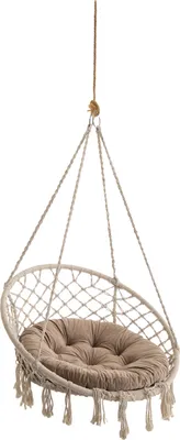 Immagine prodotto di Cuscino in velluto per sedia sospesa, cuscino per sedia, poltrona a cesto sospesa, cuscino per interni, cuscino lavabile, rotondo, altalena, cuscino per altalena, 65 cm, beige