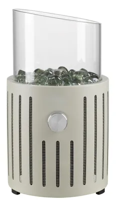 Produktbild von tepro Tischgasfeuerstelle Melura, rund, Mesh-Design, Edelstahl-Brenner 0,9 kW, Glas-Dekosteine, Windschutz, für Balkon Garten, 17x17x30 cm, creme