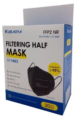 Image de 20x FFP2 masque buccal noir. Masque de protection respiratoire, masque anti-poussières fines CE1463