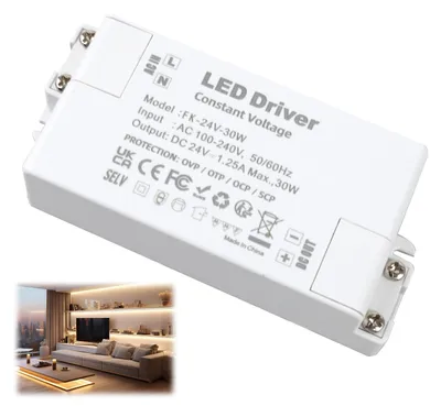 LED-Transformator 24 V 30 W, Konstantspannung, 220 V auf 24 V DC