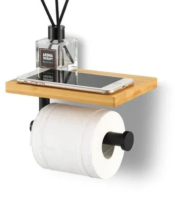Image de Porte-papier hygiénique en acier inoxydable noir, mat