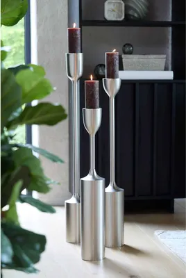 Produktbild von Light & Living - Kerzenständer Velez - Mattes Silber - Ø13x77cm
