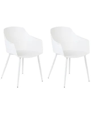 Produktbild von BELIANI Esszimmerstuhl 2er Set Weiß Kunststoff mit Metallgestell Armlehnen Modern Skandinavisch Wohnzimmer Esszimmer Flur Diele