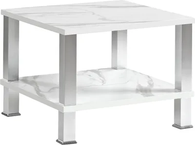 Obrázok produktu pre HOOZ Konferenčný stolík s odkladacou plochou 65 x 65 cm – biely mramorový vzhľad – výška 43 cm