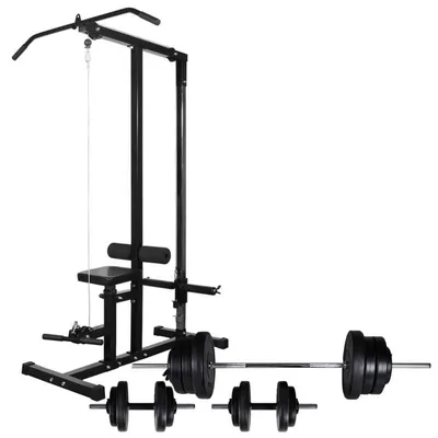 Image de Station de musculation Fitnessrek Power Tower - Appareil multifonctionnel avec poids et réglages en acier