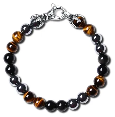 Imagen del producto de Pulsera para hombre con cuentas de piedras naturales, disponible en tallas S, M y L