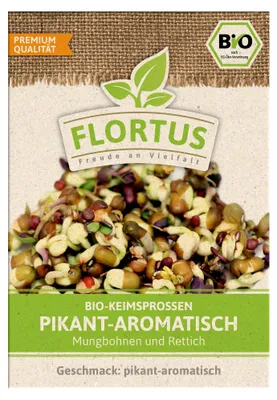 Produktbild von Keimsprossen Pikant-Aromatisch (Mungbohnen und Rettich) |  Keimsprossen von FLORTUS, Menge:75 g