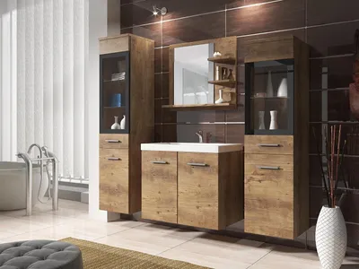 Immagine prodotto di Parete da bagno YUKO 1 - castagno + lavandino GRATIS