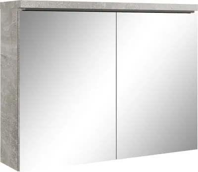 Immagine prodotto di Badplaats Armadio a specchio Paso 80 x 60 cm Grigio cemento - Armadio da bagno con specchio e 2 ante