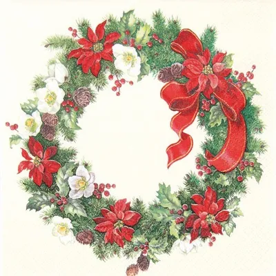Image de Serviettes 33x33 cm - Christmas Wreath